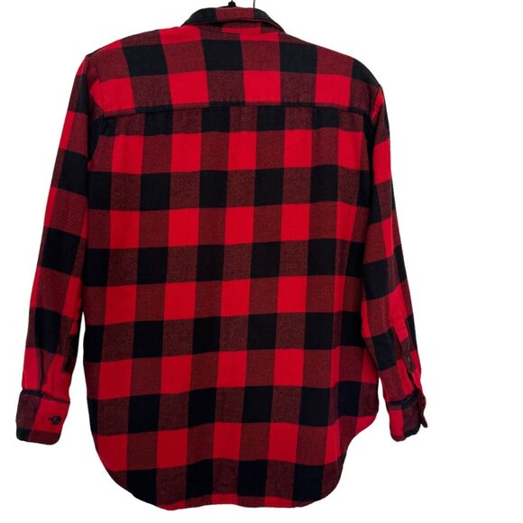 Madewell Women's plaid flannel high-low hem button down shirt, Size S - Picture 3 of 10
